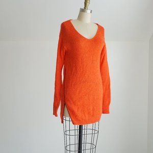 Orange Wool Blend Zip Tunic Sweater